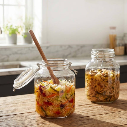 Set of 2 Large Glass Preserving Jars with Lids, 3L