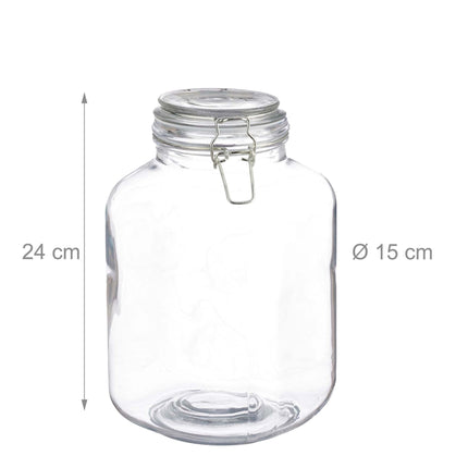 Set of 2 Large Glass Preserving Jars with Lids, 3L