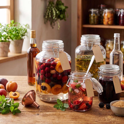 Set of 2 Large Glass Preserving Jars with Lids, 3L