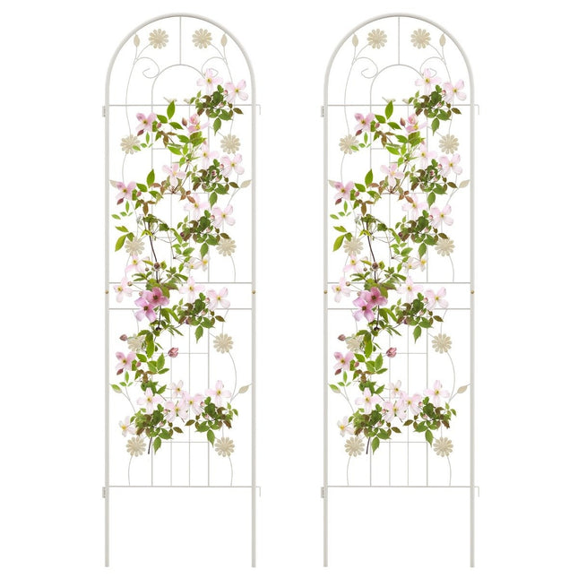 2er Set Metall Rankgitter Deko Gartenzaun Freistehendes Rankgitter 180cm x 50cm Weiß