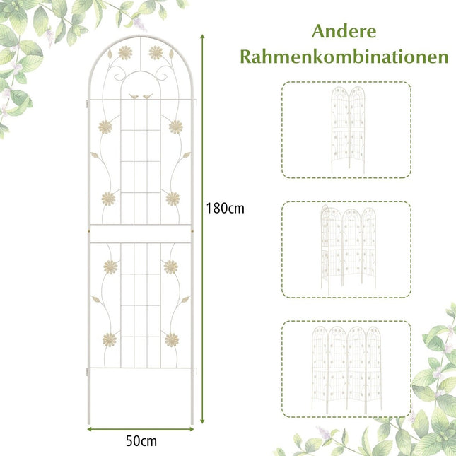 2er Set Metall Rankgitter Deko Gartenzaun Freistehendes Rankgitter 180cm x 50cm Weiß