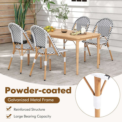 2er-Set Outdoor-Esszimmerstühle ohne Armlehnen aus Rattan, Weiß