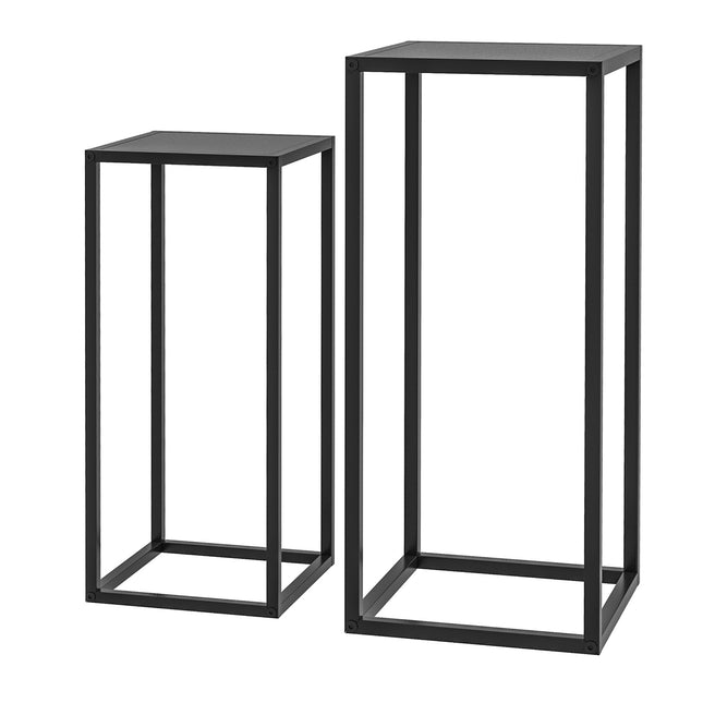 Schwarze Stahlhocker für Pflanzen, 2er-Set – für den Innen- und Außenbereich