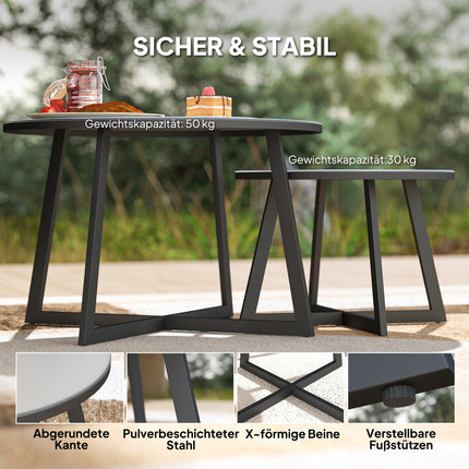 Stapelbare runde Beistelltische aus Glas für den Außenbereich – witterungsbeständig
