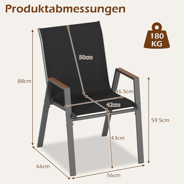 2 stapelbare Gartenstühle, atmungsaktiver Teslin-Stoff