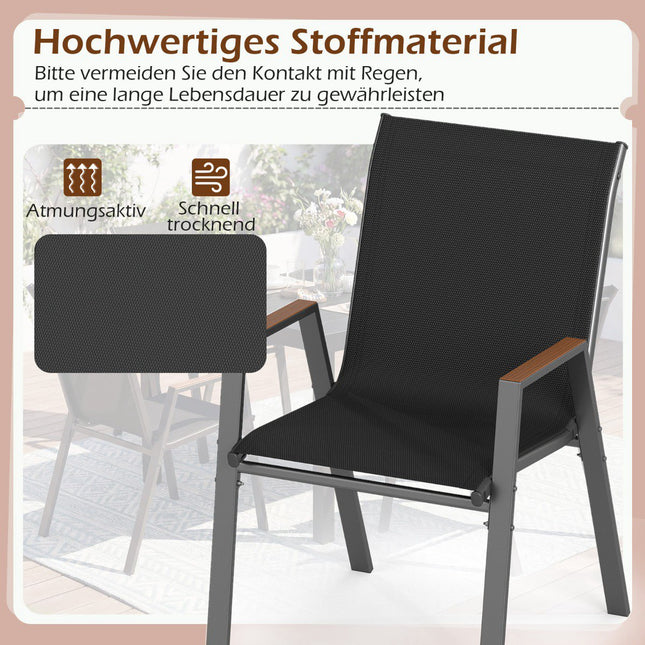 2 stapelbare Gartenstühle, atmungsaktiver Teslin-Stoff