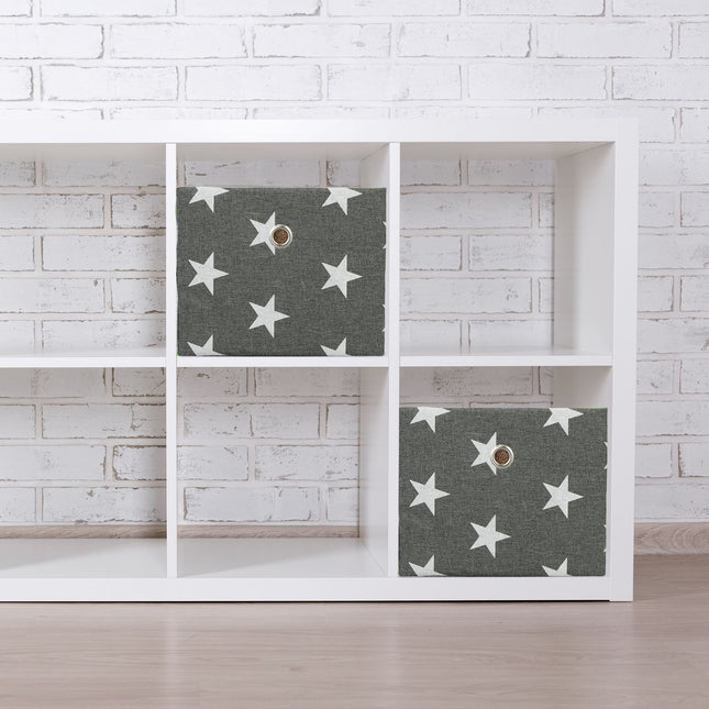 2er Set Aufbewahrungsboxen mit Sternmotiv, Stoff-Organizer