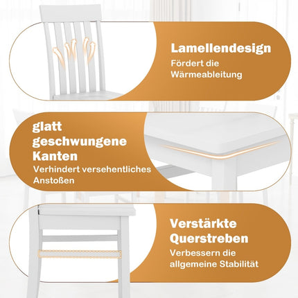 2er-Set weiße Esszimmerstühle ohne Armlehnen, ergonomisches Design