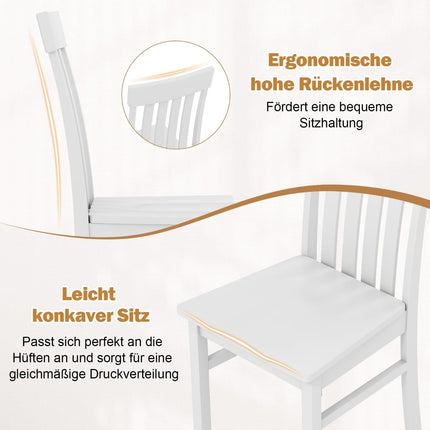 2er-Set weiße Esszimmerstühle ohne Armlehnen, ergonomisches Design