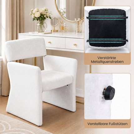 Set of 2 White Bouclé Recliners with Foam Padding