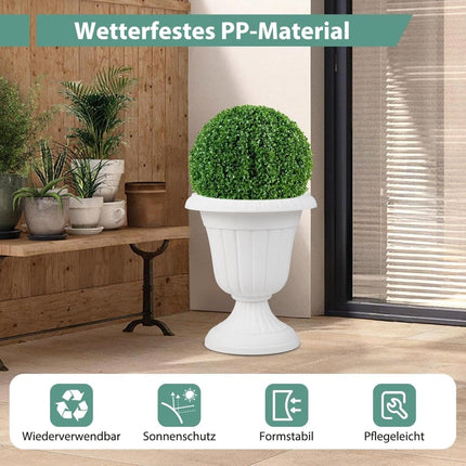2er-Set weiße Urnen-Pflanzgefäße mit Drainagelöchern