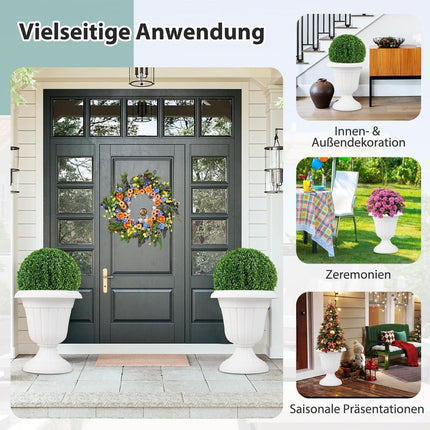 2er-Set weiße Urnen-Pflanzgefäße mit Drainagelöchern