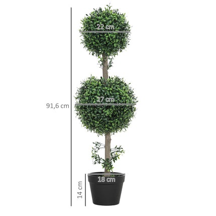 Sada 2 ks umělých rostlin, umělý buxus, s UV ochranou, s květináčem, zelená
