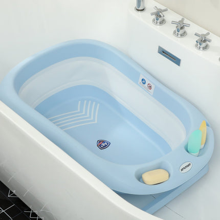 Faltbares Anti-Rutsch-Babybadewannen-Set, hellblau, für Kleinkinder