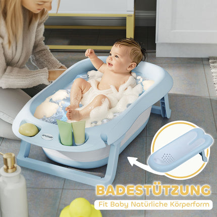 Faltbares Anti-Rutsch-Babybadewannen-Set, hellblau, für Kleinkinder