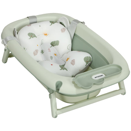 Faltbare rutschfeste Babybadewanne mit Kissen, 2er-Set, grün
