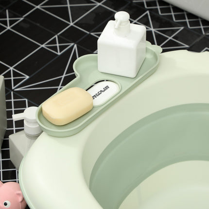 Faltbare rutschfeste Babybadewanne mit Kissen, 2er-Set, grün