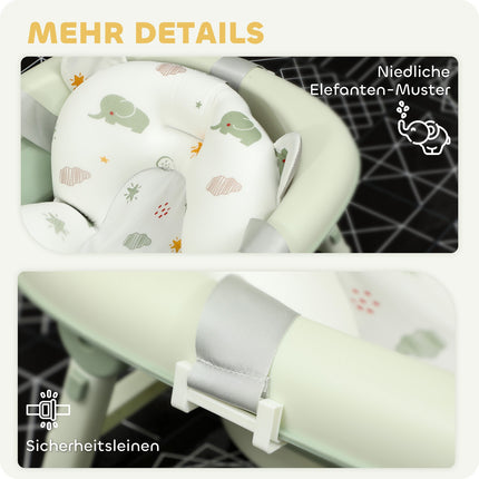 Faltbare rutschfeste Babybadewanne mit Kissen, 2er-Set, grün
