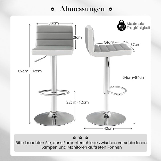 2er Set Barhocker 82-102cm höhenverstellbar Drehbar Barstühle Küchenhocker