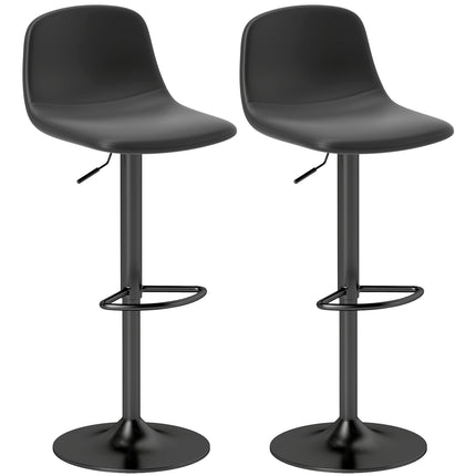 Verstellbare Barhocker aus Kunstleder, 2er-Set, drehbar, Schwarz