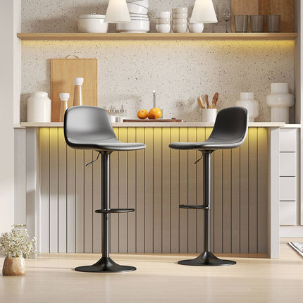 Verstellbare Barhocker aus Kunstleder, 2er-Set, drehbar, Schwarz