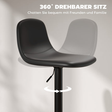 Verstellbare Barhocker aus Kunstleder, 2er-Set, drehbar, Schwarz
