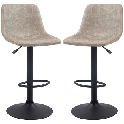 Lot de 2 tabourets de bar, tabourets de bistrot avec repose-pieds, chaise de bar pivotante, tabourets de cuisine réglables en hauteur avec revêtement en simili cuir, pour salon, salle à manger, beige