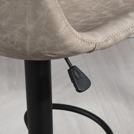 Lot de 2 tabourets de bar, tabourets de bistrot avec repose-pieds, chaise de bar pivotante, tabourets de cuisine réglables en hauteur avec revêtement en simili cuir, pour salon, salle à manger, beige