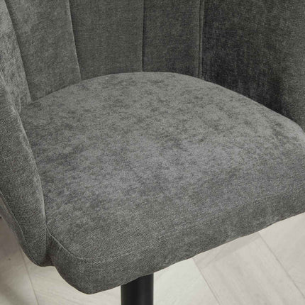 Höhenverstellbare drehbare Barhocker, 2er-Set, dunkelgraues Leinen