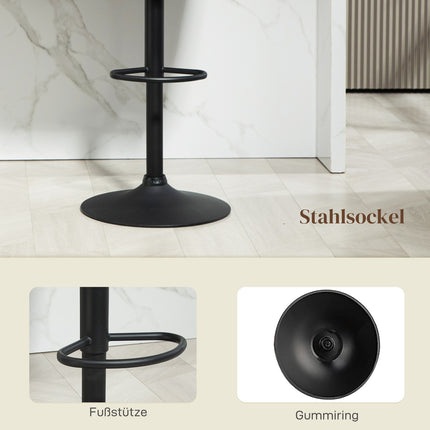 Höhenverstellbare drehbare Barhocker, 2er-Set, dunkelgraues Leinen