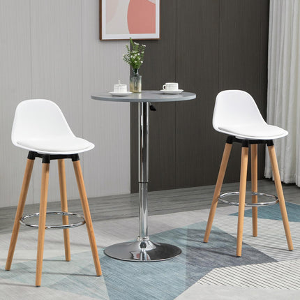 Weiße Barhocker aus Kunstleder, 2er-Set mit Fußstützen