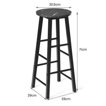 2er Set Barhocker mit Marmoroptik &amp; Fußstütze &amp; 71 cm Sitzhöhe Barstühle Tresenhocker Schwarz