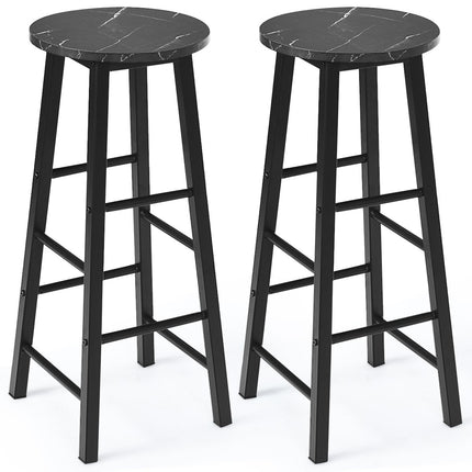 2er Set Barhocker mit Marmoroptik &amp; Fußstütze &amp; 71 cm Sitzhöhe Barstühle Tresenhocker Schwarz