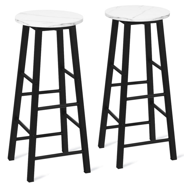 2er Set Barhocker mit Marmoroptik &amp; Fußstütze &amp; 71 cm Sitzhöhe Barstühle Tresenhocker Weiß