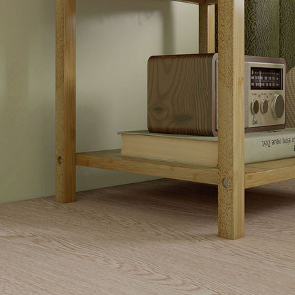 2er-Set Nachttische mit Schublade und Ablage, Naturholz-Finish