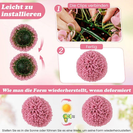 Set of 2 boxwood balls 44 cm artificial plant eucalyptus boxwood ball grass ball plant ball pink