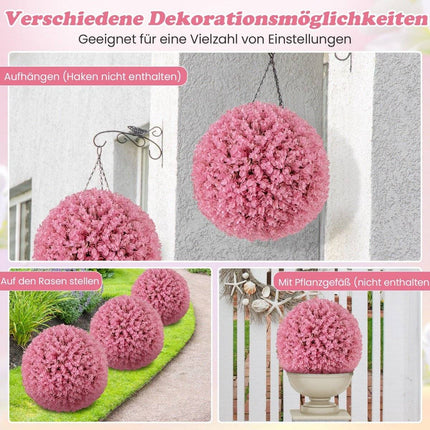 Set of 2 boxwood balls 44 cm artificial plant eucalyptus boxwood ball grass ball plant ball pink