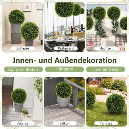 2er Set Buchsbaumkugeln 52 cm Buchsbaumkugel Zeder UV-beständig Formschnitt Kunstpflanze Grün