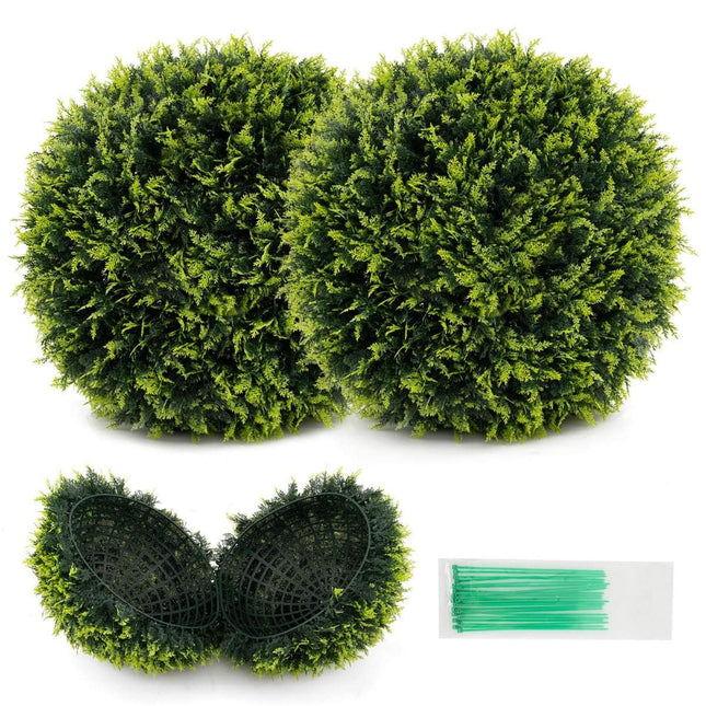 2er Set Buchsbaumkugeln 52 cm Buchsbaumkugel Zeder UV-beständig Formschnitt Kunstpflanze Grün
