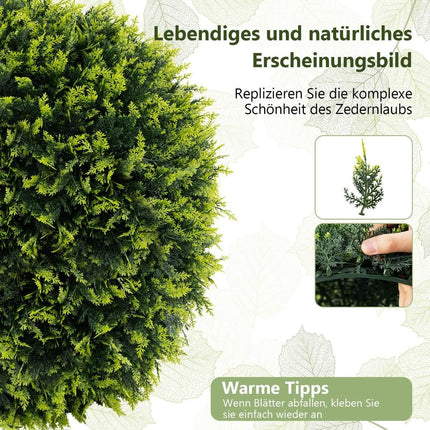 2er Set Buchsbaumkugeln 52 cm Buchsbaumkugel Zeder UV-beständig Formschnitt Kunstpflanze Grün