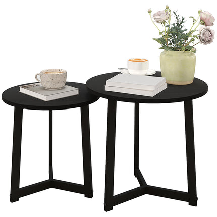 Runder Couchtisch mit Stahlgestell – modernes schwarzes Design