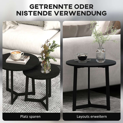 Runder Couchtisch mit Stahlgestell – modernes schwarzes Design