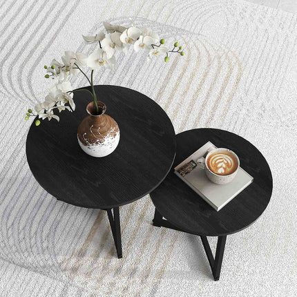 Runder Couchtisch mit Stahlgestell – modernes schwarzes Design
