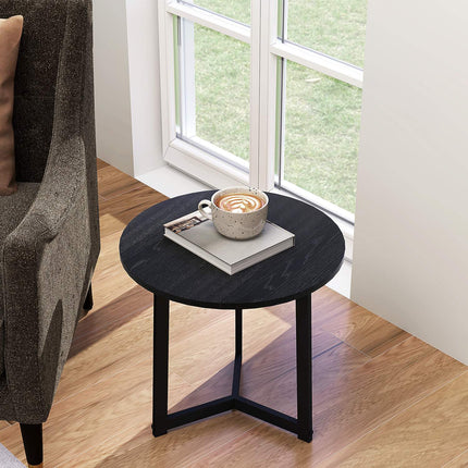 Runder Couchtisch mit Stahlgestell – modernes schwarzes Design