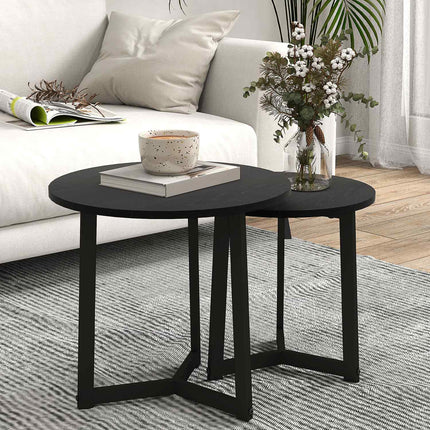 Runder Couchtisch mit Stahlgestell – modernes schwarzes Design