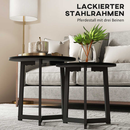 Runder Couchtisch mit Stahlgestell – modernes schwarzes Design