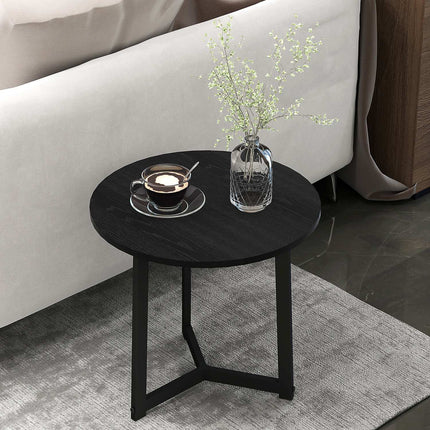 Runder Couchtisch mit Stahlgestell – modernes schwarzes Design