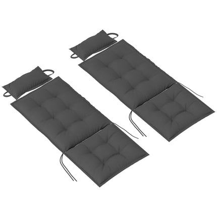 Water repellent dark gray sun lounger cushions - set of 2