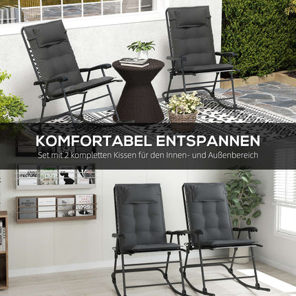 Water repellent dark gray sun lounger cushions - set of 2