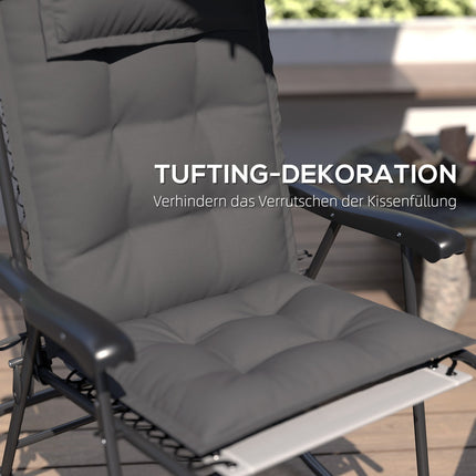 Water repellent dark gray sun lounger cushions - set of 2
